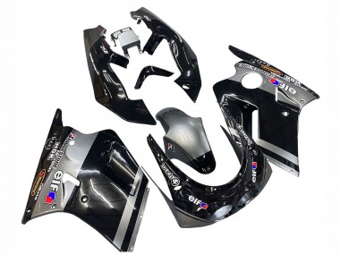 Billigste Kawasaki ZXR250 Motorrad Verkleidung 1989-1990 - Glanzendes Schwarz Grau Elf Touch4 Bridgestone