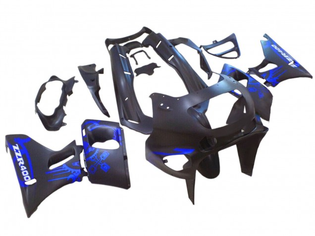 Billigste Kawasaki ZZR400 Motorrad Verkleidung 1993-2007 - Matt Schwarz Blau