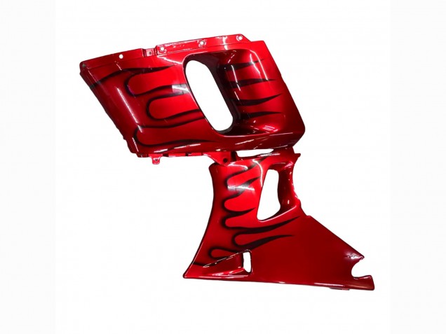Billigste Kawasaki ZZR400 Motorrad Verkleidung 1993-2007 - Rot Schwarz Flamme
