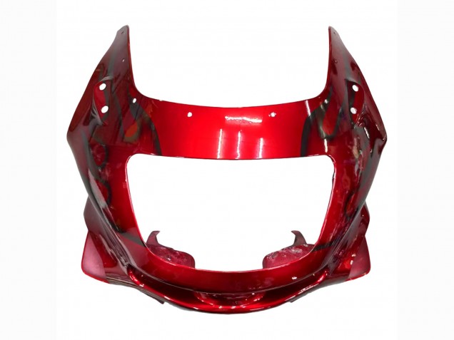 Billigste Kawasaki ZZR600 Motorrad Verkleidung 1998-2003 - Rot mit Schwarz Flamme