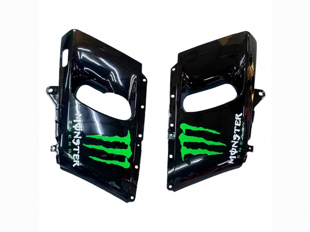 Billigste Kawasaki ZZR400 Motorrad Verkleidung 1993-2007 - Grun Glanzendes Schwarz Grun Monster Elf Touch4 Bridgestone