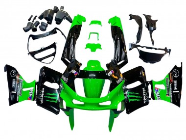 Billigste Kawasaki ZZR400 Motorrad Verkleidung 1993-2007 - Grun Glanzendes Schwarz Grun Monster Elf Touch4 Bridgestone