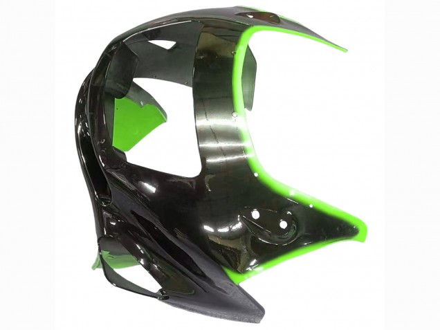 Billigste Kawasaki ZZR400 Motorrad Verkleidung 1993-2007 - Grun Glanzendes Schwarz Flamme