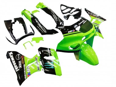 Billigste Kawasaki ZZR400 Motorrad Verkleidung 1993-2007 - Grun Glanzendes Schwarz Blau Monster Elf Touch4 Bridgestone