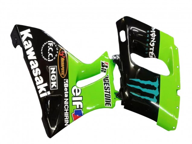 Billigste Kawasaki ZZR600 Motorrad Verkleidung 1998-2003 - Grun Glanzendes Schwarz Blau Monster Elf Touch4 Bridgestone