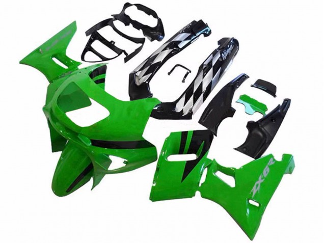 Billigste Kawasaki ZZR600 Motorrad Verkleidung 1998-2003 - Grun Glanzendes Schwarz