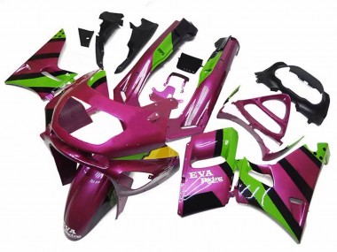 Billigste Kawasaki ZZR400 Motorrad Verkleidung 1993-2007 - Dunkel Rosa Grun EVA Rennen
