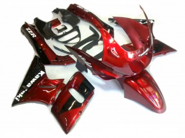 Billigste Kawasaki ZZR600 Motorrad Verkleidung 1998-2003 - Rot Glanzendes Schwarz
