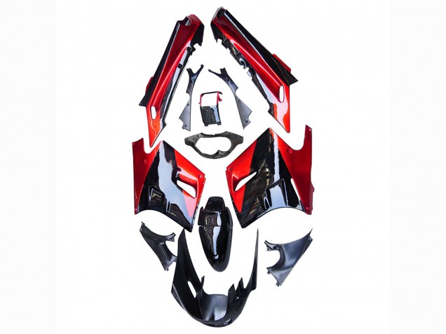 Billigste Kawasaki ZZR1100 Motorrad Verkleidung 1990-1992 - Rot Glanzendes Schwarz