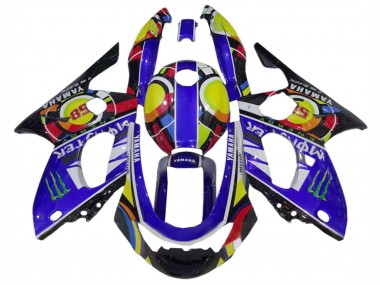Billigste Yamaha YZF600R Thundercat Motorrad Verkleidung 1996-2007 - Blau Schwarz Weiss Gelb Monster 46