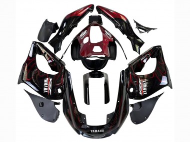 Billigste Yamaha YZF 1000R Thunderace Motorrad Verkleidung 1997-2007 - Schwarz mit Dunkel Rot Flamme