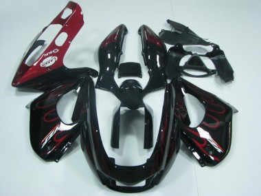 Billigste Yamaha YZF 1000R Thunderace Motorrad Verkleidung 1997-2007 - Schwarz mit Rot Flamme
