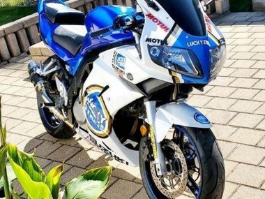 Billigste Suzuki SV650 Motorrad Verkleidung 2003-2013 - Weiss Blau Lucky Strike Motul