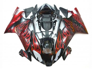 Billigste Aprilia RSV1000 Motorrad Verkleidung 2003-2006 - Glanzendes Schwarz Rot Flamme