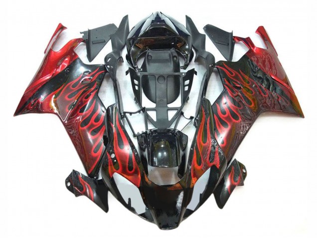 Billigste Aprilia RSV1000 Motorrad Verkleidung 2003-2006 - Glanzendes Schwarz Rot Flamme