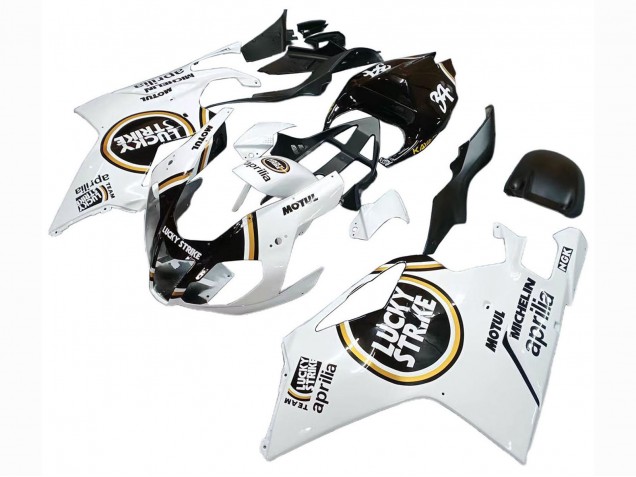 Billigste Aprilia RSV1000 Motorrad Verkleidung 2003-2006 - Weiss Schwarz Lucky Strike Motul Michelin