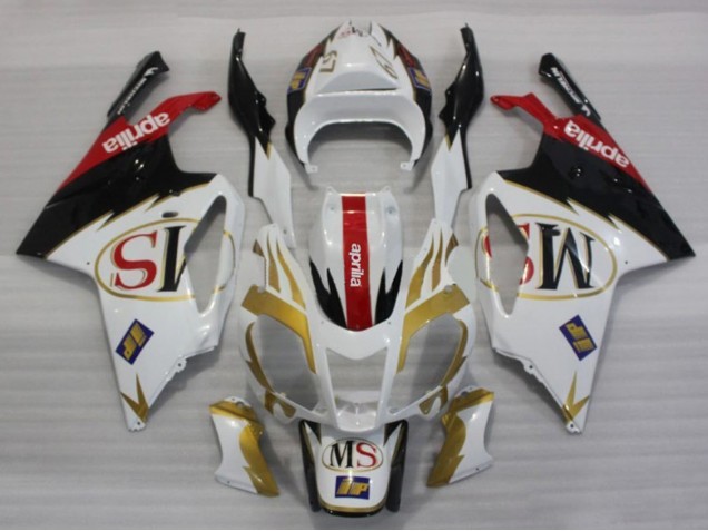 Billigste Aprilia RSV1000 Motorrad Verkleidung 2003-2006 - Weiss Gold Rot Schwarz
