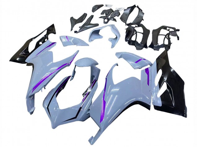 Billigste Ducati Panigale V2 Motorrad Verkleidung 2020-2024 - Glanzendes Grau Lila Glanzendes Schwarz