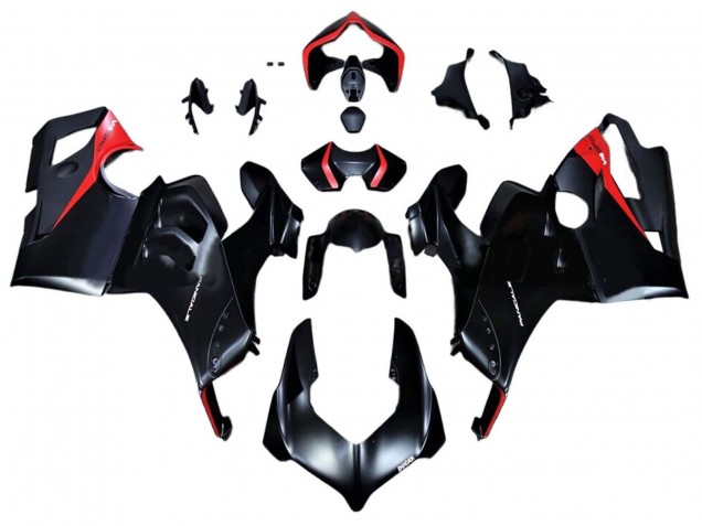 Billigste Ducati Panigale V4 V4S Motorrad Verkleidung 2020-2021 - Glanzendes Schwarz Rot