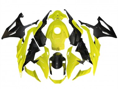 Billigste BMW S1000RR Motorrad Verkleidung 2023-2024 - Gelb Schwarz Carbonfaser