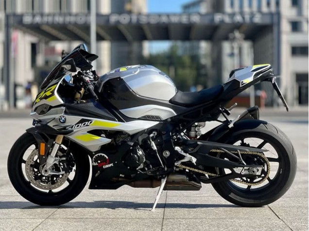 Billigste BMW S1000RR Motorrad Verkleidung 2023-2024 - Silber Gelb Carbonfaser