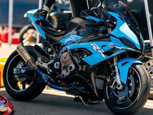 Billigste BMW S1000RR Motorrad Verkleidung 2019-2022 - Blau Schwarz Carbonfaser