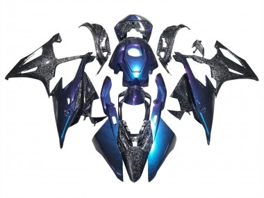 Billigste BMW S1000RR Motorrad Verkleidung 2019-2022 - Gradient Blau Lila Geschmiedet Carbonfaser