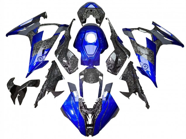 Billigste BMW S1000RR Motorrad Verkleidung 2019-2022 - Blau Geschmiedet Carbonfaser