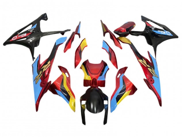 Billigste BMW S1000RR Motorrad Verkleidung 2019-2022 - Hellblau Rot Gold