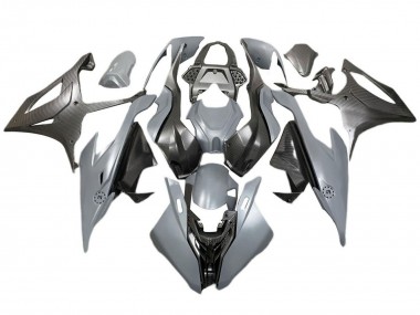 Billigste BMW S1000RR Motorrad Verkleidung 2019-2022 - Grau Schwarz Carbonfaser