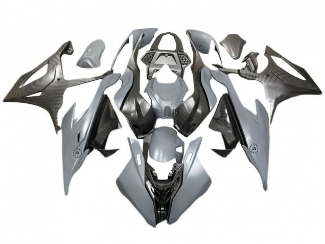 Billigste BMW S1000RR Motorrad Verkleidung 2019-2022 - Grau Schwarz Carbonfaser