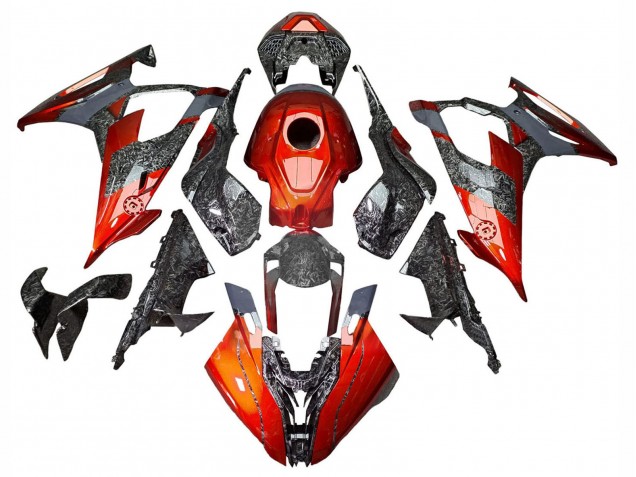 Billigste BMW S1000RR Motorrad Verkleidung 2019-2022 - Dunkel Orange Geschmiedet Carbonfaser