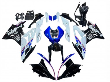 Billigste BMW S1000RR Motorrad Verkleidung 2017-2018 - Weiss Blau Glanzendes Schwarz