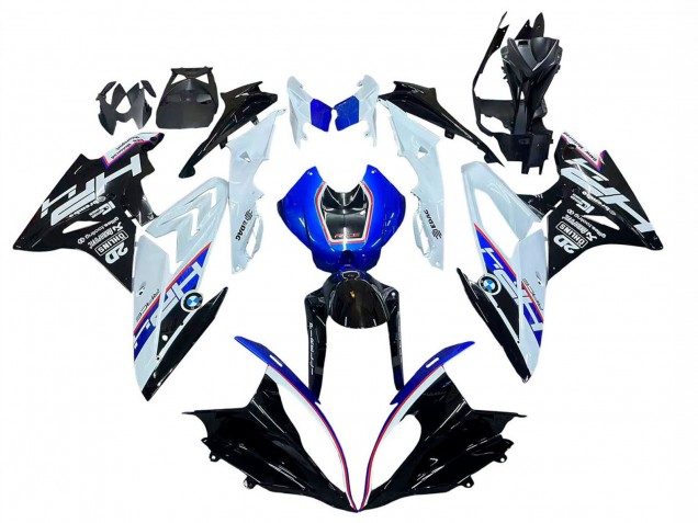 Billigste BMW S1000RR Motorrad Verkleidung 2017-2018 - Weiss Blau Glanzendes Schwarz