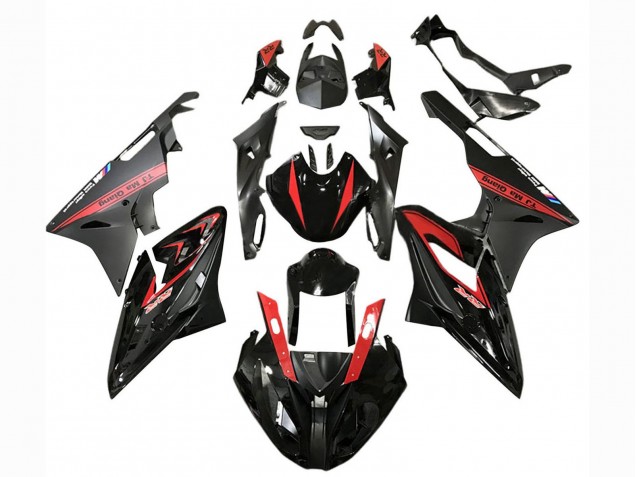 Billigste BMW S1000RR Motorrad Verkleidung 2017-2018 - Rot Glanzendes Schwarz Matt Schwarz