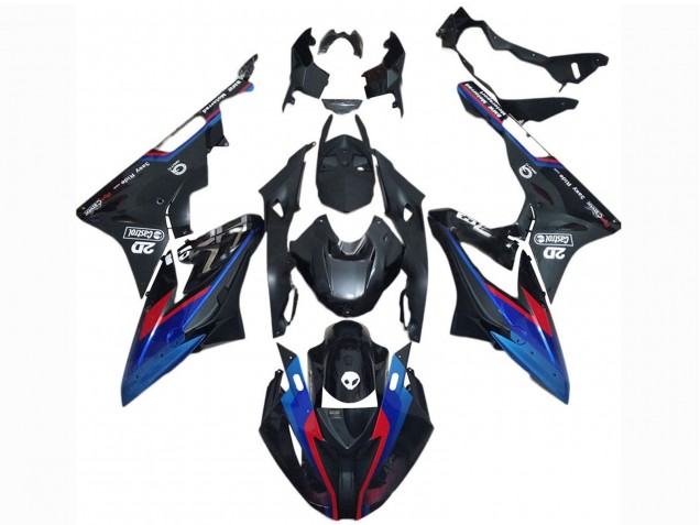 Billigste BMW S1000RR Motorrad Verkleidung 2017-2018 - Blau Rot Glanzendes Schwarz Castrol