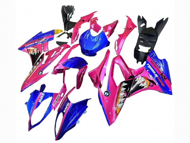 Billigste BMW S1000RR Motorrad Verkleidung 2017-2018 - Rosa Blau Gelb Hai