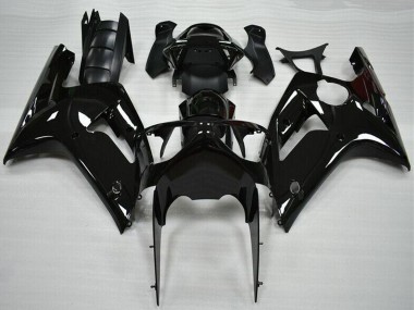 Billigste Kawasaki ZX6R Motorrad Verkleidung 2003-2004 - Glanzendes Schwarz