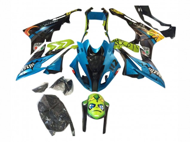 Billigste BMW S1000RR Motorrad Verkleidung 2017-2018 - Blau Gelb Hai
