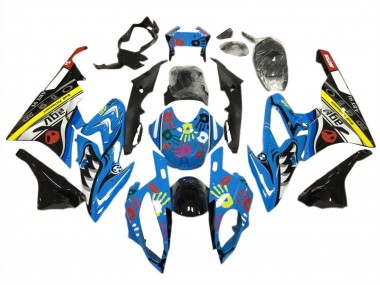 Billigste BMW S1000RR Motorrad Verkleidung Kit 2015-2016 - Gelb Blau Schwarz Hai