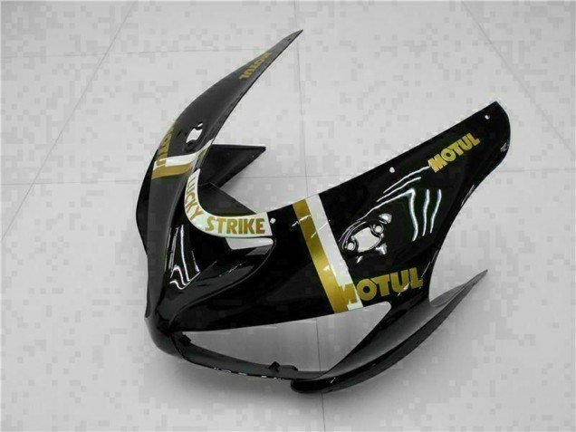 Billigste Kawasaki ZX6R Motorrad Verkleidung 2005-2006 - Glanzendes Schwarz Weiss Gold Lucky Strike