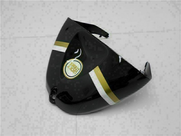 Billigste Kawasaki ZX6R Motorrad Verkleidung 2005-2006 - Glanzendes Schwarz Weiss Gold Lucky Strike