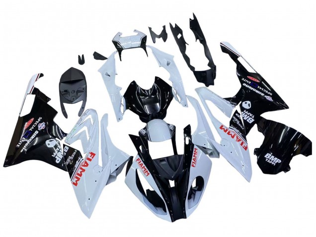 Billigste BMW S1000RR Motorrad Verkleidung 2015-2016 - Weiss Glanzendes Schwarz Fiamm