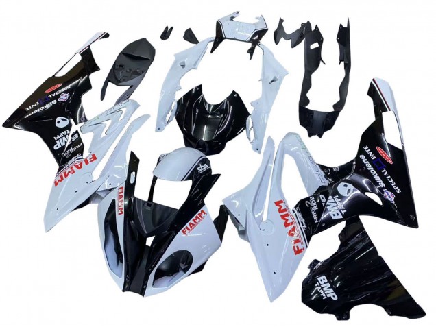 Billigste BMW S1000RR Motorrad Verkleidung 2015-2016 - Weiss Glanzendes Schwarz Fiamm