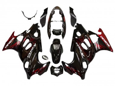Billigste Suzuki GSX600F/GSX750F Motorrad Verkleidung 2004-2006 - Glanzendes Schwarz Rot Flamme