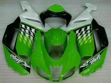 Billigste Kawasaki ZX6R Motorrad Verkleidung 2007-2008 - Grun Weiss Ninja