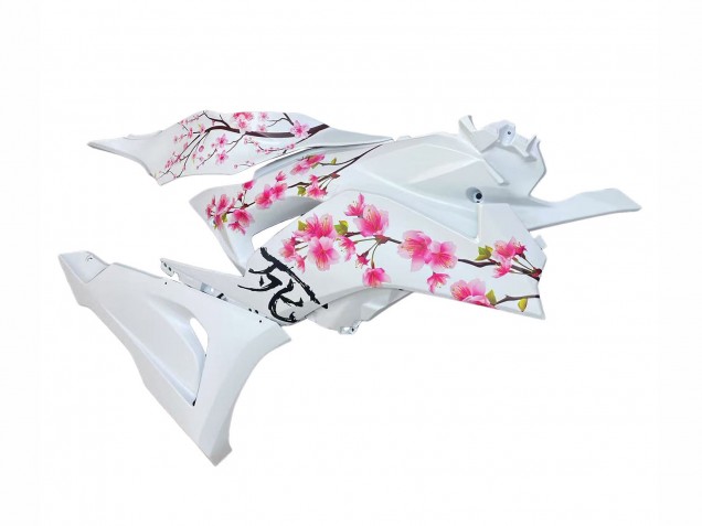 Billigste Kawasaki ZX6R Motorrad Verkleidung 2023-2025 - Schwarz Weiss mit Blume