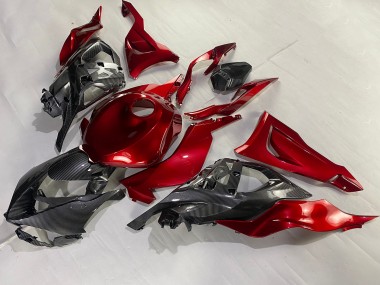 Billigste Kawasaki ZX6R Motorrad Verkleidung 2023-2025 - Rot Carbonfaser