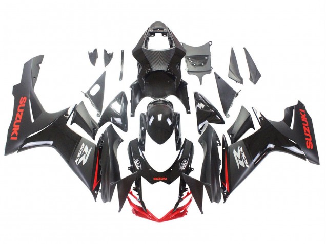 Billigste Suzuki GSXR 600 / GSXR 750 Motorrad Verkleidung 2011-2024 - Schwarz Grau Rot Linie