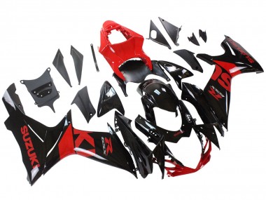 Billigste Suzuki GSXR 600 / GSXR 750 Motorrad Verkleidung Kit 2011-2024 - Rot Glanzendes Schwarz